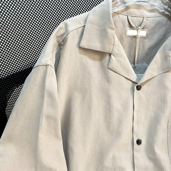 2024 Våren Och Hösten Lös Skjorta Mäns Lång Ärm Japanska Och Koreansk Stil Trendy Snygg Casual Lång Ärm Skjorta Att Mode Grayish Green XL