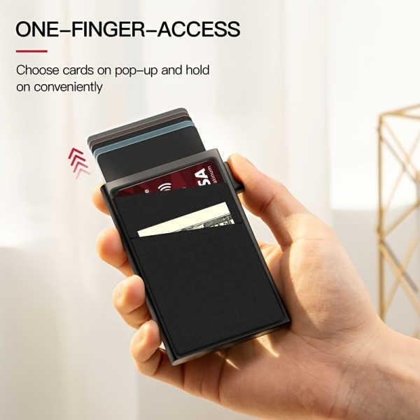 Automatisk pop-up kreditkortshållare pengapåse Minimalistisk RFID-blockerande visitkortsplånbok för män Black Color