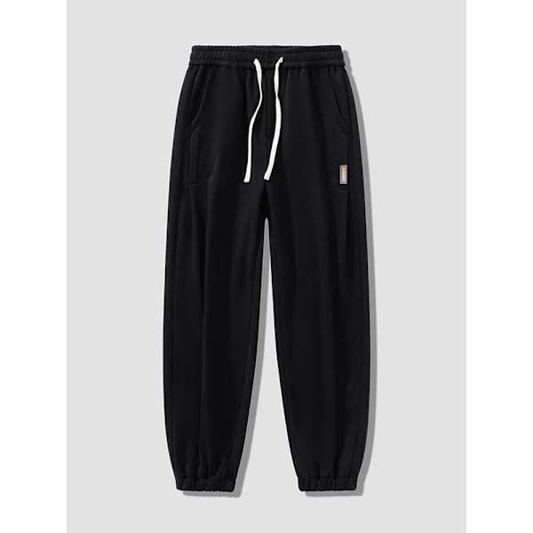 Plus Storlek Mäns Svettbyxor 8Xl 7Xl 6Xl Sportkläder Elastisk Midja Casual Baggy Byxor Svart Ge Bomull Joggers Manliga Lös Byxor black XL (31)