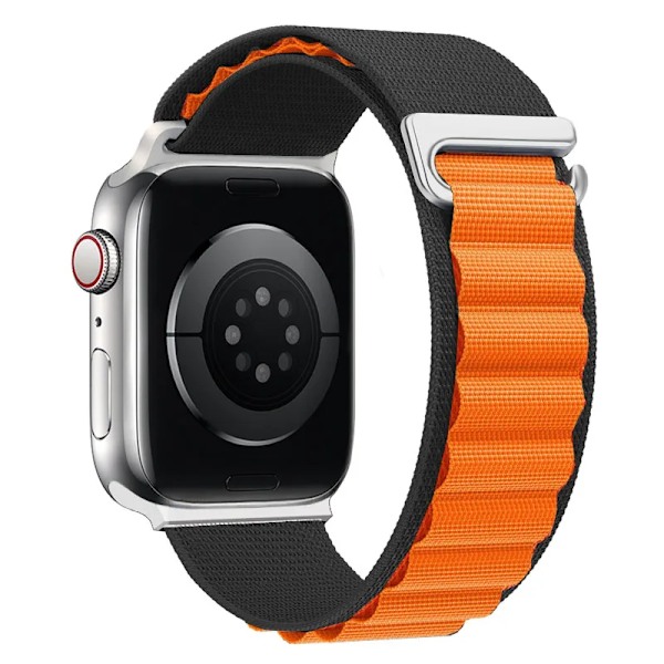 Alpine Loop-armband för Apple Watch Ultra 2, 49 mm, 44 mm, 40 mm, 45 mm, 41 mm, 42 mm, 38 mm, 45 mm, armband correa iWatch serie 9, 8, 7, 6, se black orange 38mm 40mm 41mm