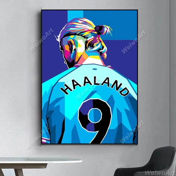 Firande Haaland Canvas Norska Fotbollspelare Canvas Målning Fotbollsstjärnor Vägg Konst Vardagsrum Dekoration Tryckt Imat 1 20cmX30cm Frameless