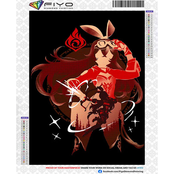 Diy 5D Diamantmålning Anime Genshin Impact Bild Mosaic Flicka Full Broderi Korsstygn Kits Hem Konst Dekorera Innehåll BK8287 Round Drill 25x35cm