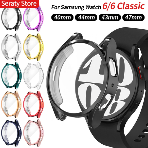 Case till Samsung Galaxy Watch 6 40mm 44mm Skärmskydd Mjuk TPU All-Around Cover för Watch 6 Classic 47mm 43mm Clear Watch 6 Classic 47mm