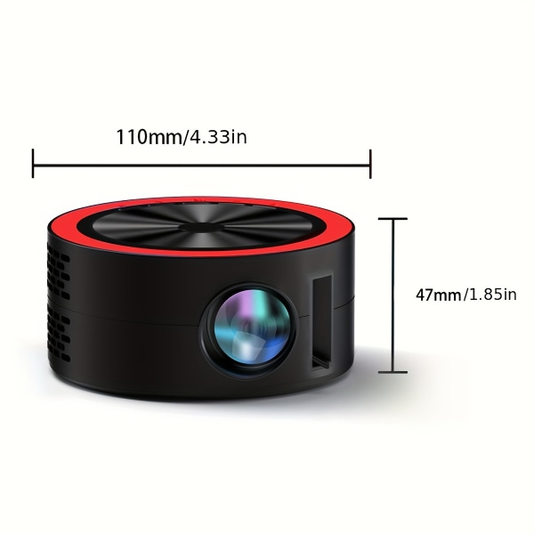 S1 Red And Black 2.0 Home Mini Portable Projector stöder 1080P, inbyggd högtalare, kan anslutas till samma skärm på telefonen, anslutas till USB