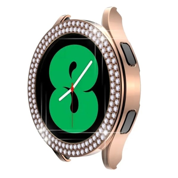 Case till Samsung Galaxy Watch 6 4 Case 40 mm 44 mm Tillbehör Bling Fashion Två rader Diamond Bumper Galaxy Watch 5 6 40 Mm Cover Rose gold For Galaxy Watch4 40