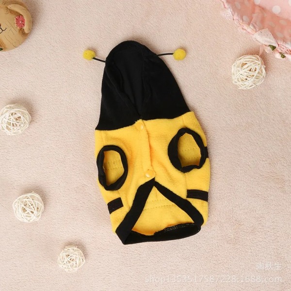 Pet Hund Kläder Kappa Huvtröja Kostym Outfit Valp Bumble Bee Varm Hund Katt Kläder Cosplay Klänning Kappa Husdjur Kläder För Små Hundar yellow 10(23x36cm)