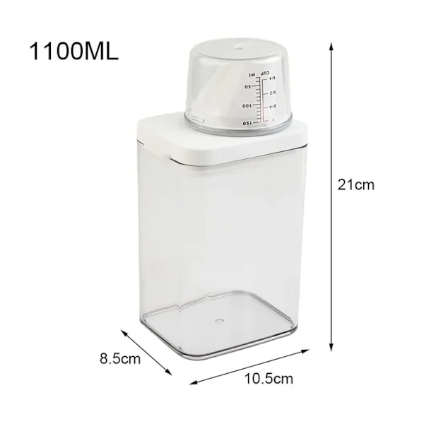 700-1900ML Airtight Laundry Detergent Dispenser Powder Storage Box Washing Powder Liquid Container W/Lids Jar With Measuring Cup 1100ml