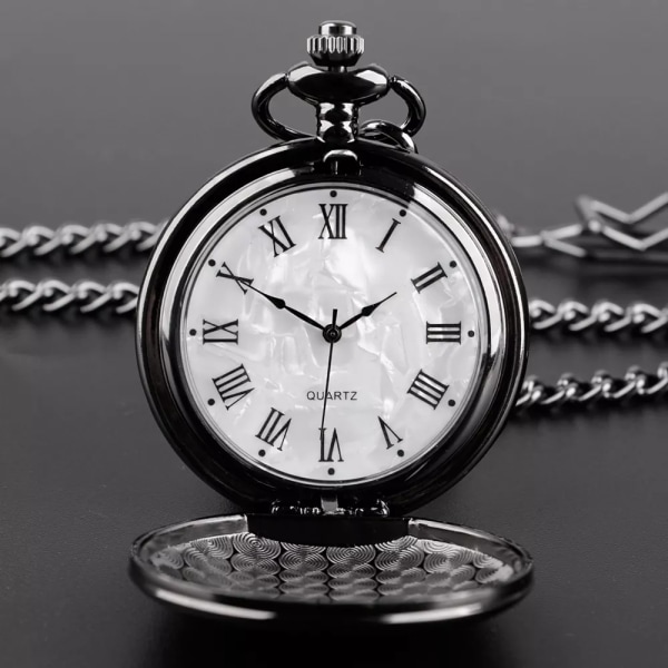 Mode 37CM ​​Fob Kedja Slät stål Kvarts Watch Vintage Roman Nmber Urtavla Hänge Fob Watch Presenter Klocka reloj de bolsillo CF1003