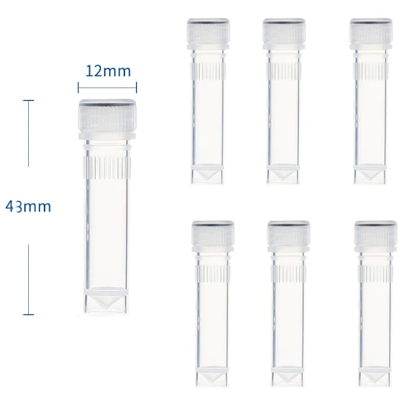 25/50 stk. 1-10 ml Plastprøveglas, Prøvebeholdere, Pulver, Håndværk, Skruelåg, Flasker til Kontor, Skole, Kemitilbehør 1ml Transparent 50pcs