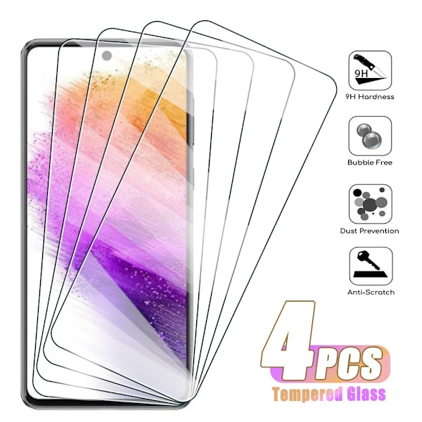 4Pcs Härdat Glas För Samsung Galaxy A54 A34 A24 A14 A04 E A04s A13 4G A23 A33a 53 A73 5G Skärmskydd A15 A25 A35 A05s A23 5G 4PCS