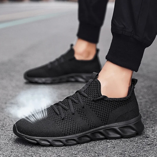 Hot Sale Light Man Rung Sko Bekvemme Åndbar Mænd Sneaker Casual Antiskid Og Slidstærk Jogging Mænd Sport Sneaker Sko black 39