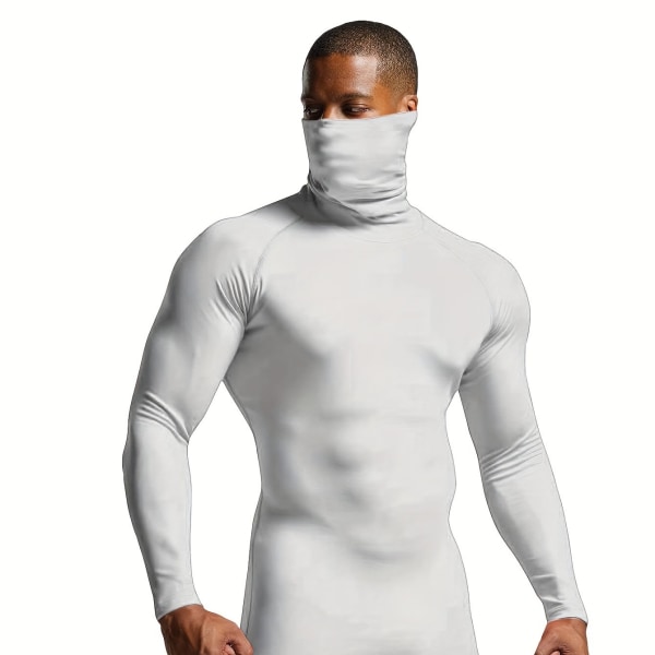 Tättsittande och tunna, casual långärmade skjortor med polotröja för män, thermal för män White XXL(54)