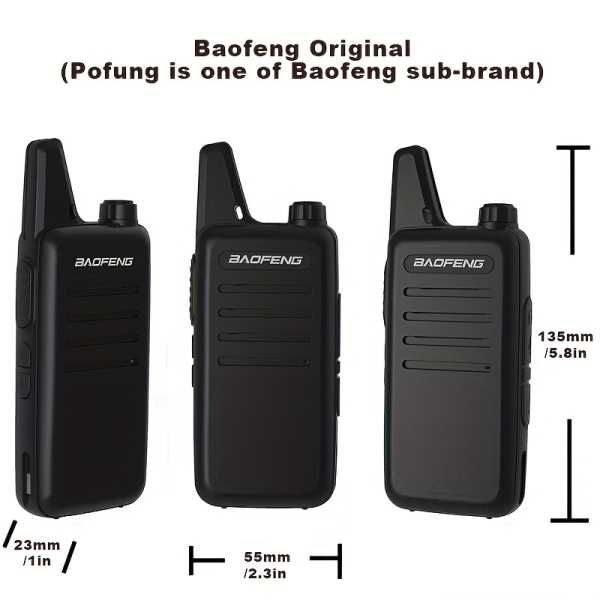 2st Baofeng VT-C2 UHF Vandring Mini Walkie Talkie 2 Watt Mini Walkie Talkie till julklapp Black