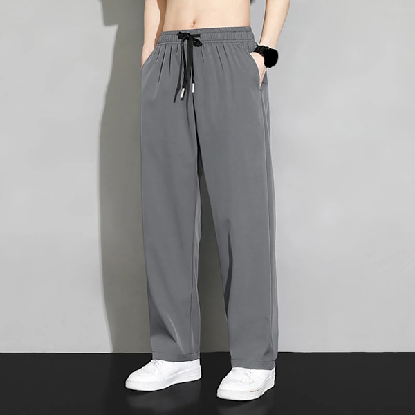 Herre Bukser Casual Løs Sweatpants Sportswear Gym Baggy Straight Leg Joggers Træningsbukser Mode Snørebånd Bukser S Pantalones Dark Gray XXXXL