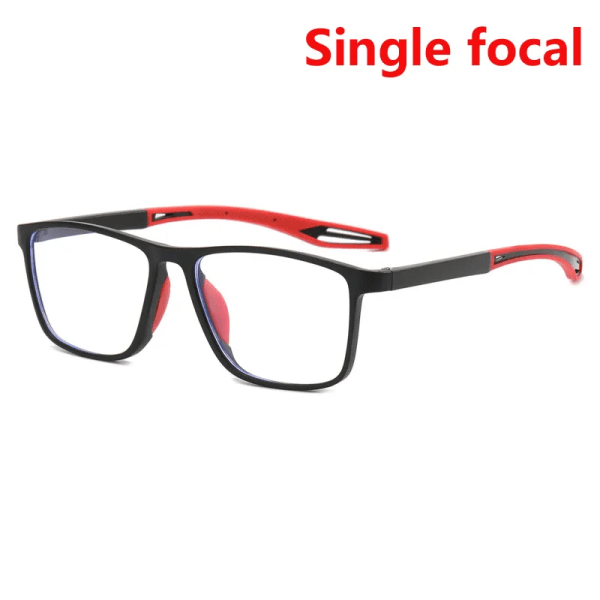 Multifokala progressiva läsglasögon Kvinnor Män TR90 Båge Anti Blue Light Sport Bifocal Presbyopia Glasögon med dioptri single-blackred