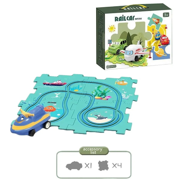 Pusselracer Bilbana Set Plast Golvpusslen för 3 4 5 6 Åriga Pojkar Montessori Leksaker Hjärnleksaker 2024 NY 5 PCS Ocean