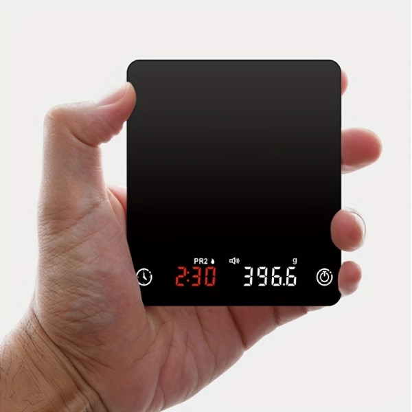 Minivåg, 2 kg/0,1 g elektronisk kaffevåg, häll över Espresso Smart-våg, Automatisk timing Digital LED Köksbakningsvåg för matlagning, fickvåg Black