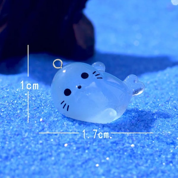 10St Kawaii Luminous Mini Seal Pup Harts Charms Ljuvlig Marin Djur Hängande För Örhänge Armband Diy Juvele Märke W13. 10pcs C