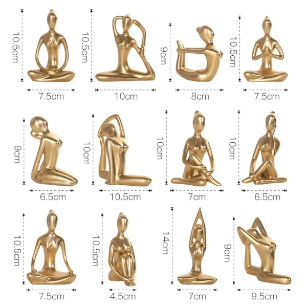 10 cm Abstrakt Kunst Resin 12 Styles Yoga Poser Figur Porcelæn Kvinde Statuette Hjem Studio Indretning Ornament Ny Stue Dekoration Indhold X