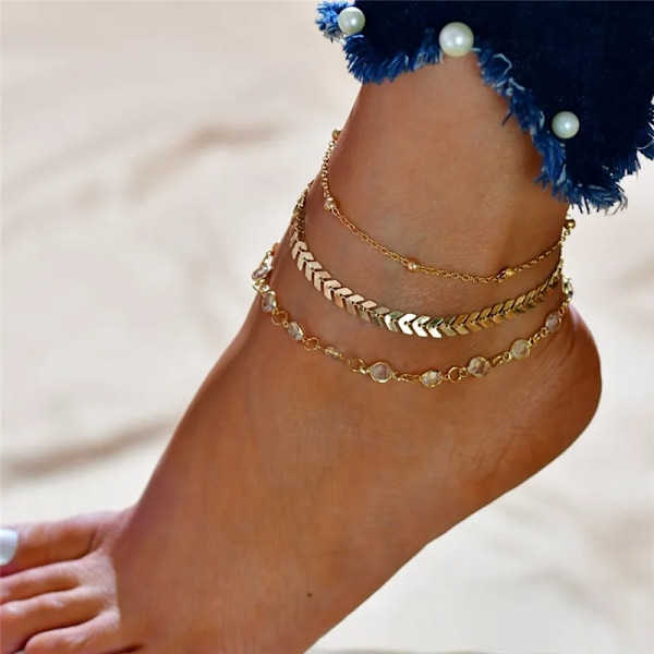 Yobest Guldfärg Kedja Anklet För Kvinnor Sommarstrand Foot Smycken På Benet Minimalistiska Anklet Kvinna 50160