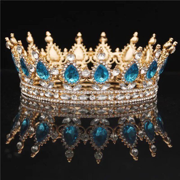 Kristall Vintage Royal Queen King Tiaror och Kronor Män/Kvinnor Pageant Bal Diadem Hårdekorationer Bröllop Hår Smycken Tillbehör