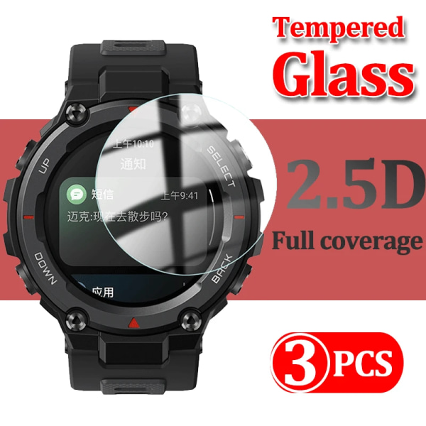 Cover i härdat glas för Huami Amazfit T-Rex2 T-Rex Pro Smart Watch Transparent HD skärmskyddstillbehör For Amazfit T-Rex 3PCS