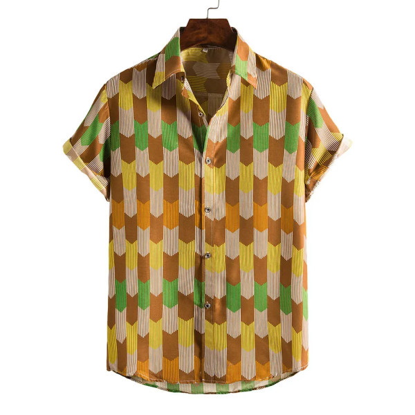 Kortärmade skjortor för män Brown L