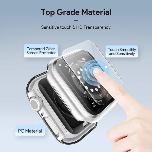 Glas+ Cover För Apple Watch case 9 8 7 6 SE 5 iWatch Tillbehör Skärmskydd Apple Watch Series 44mm 40mm 41mm 45mm 42mm 38mm Black Series 123 38MM