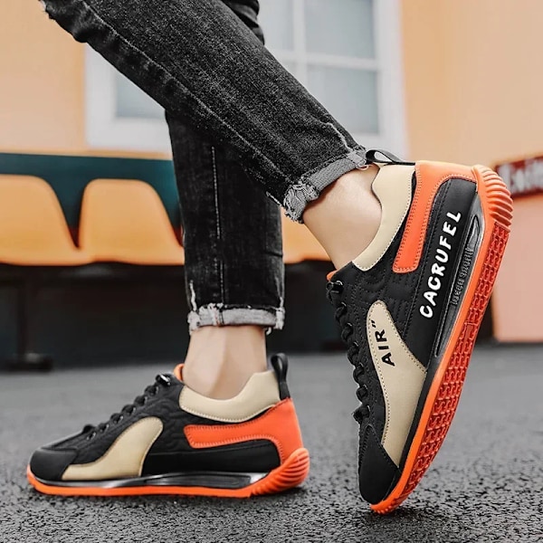 Mäns Casual Tjocka Lösa Sneakers Andas Skor Nya Höst Män Slip På Antiskid Vandring Lägenheter Skor Mode Vulkaniserade Skor orange 39