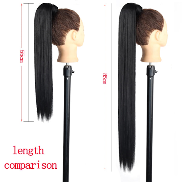 34 Inches Syntetiska Ponytail Hår Förlängning Clip I Falska Peruk Hårpiece Blond Omslag Runt Pigtail Lång Smink Overhead Pony Tail 1B 34inches 85cm