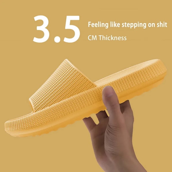 Cloud Tofflor För Män Flip Flops Strand Sandaler Badrum Icke-Slipp Slides Män Kvinnor Tofflor Inomhus Skor Man S Löper A-Yellow 3.5cm 44-45(fit 43-44)