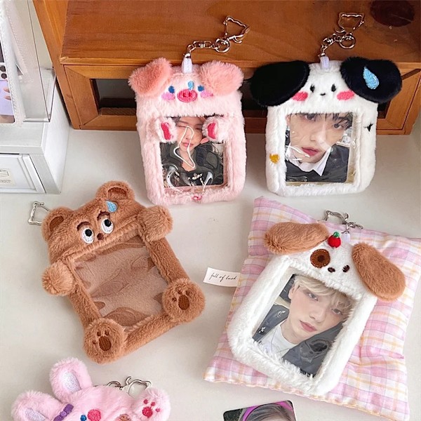 Cartoon Plush Fotokort Innehavare Kawaii Kpop Photocard Hållare Idol Fotokort Bild Case Binder Samla Bok Kpo Album C2