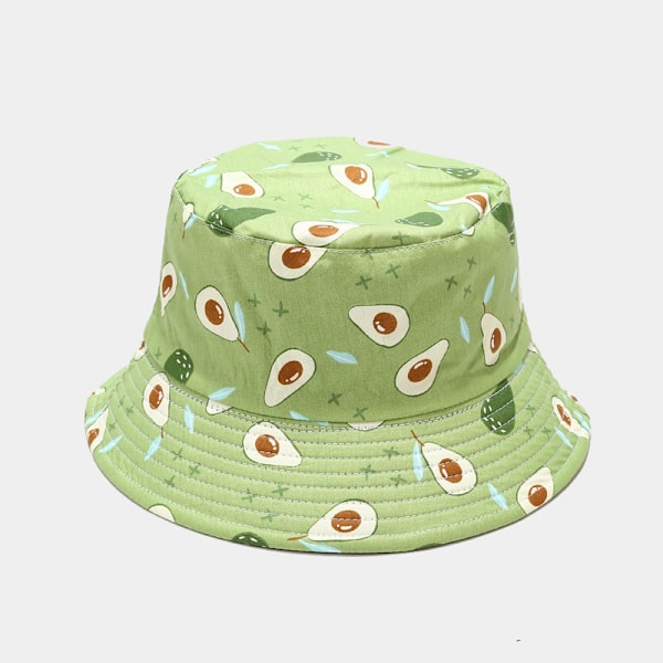 Europæiske og amerikanske nye tropiske tryk frugtmønster spand kvinders sommer udendørs sport solbeskyttende hat fritidsbassin hat Coconut Cherry Double-Sided Wear M（56-58cm）