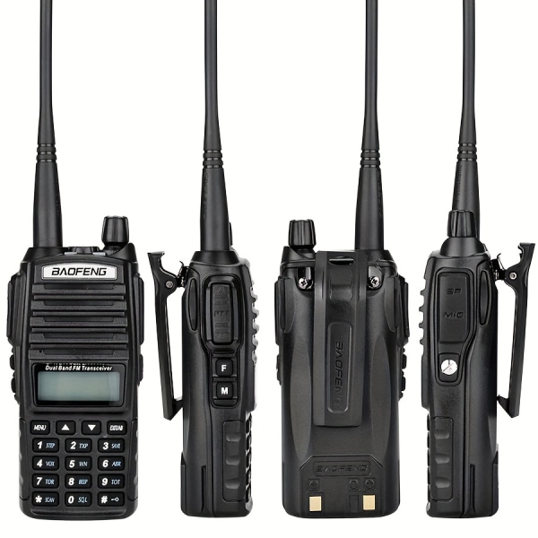 Professionell bärbar walkie talkie med dubbelfrekvensskärm och dubbel PTT- power - 8W trådlös sändare för tydlig kommunikation Black