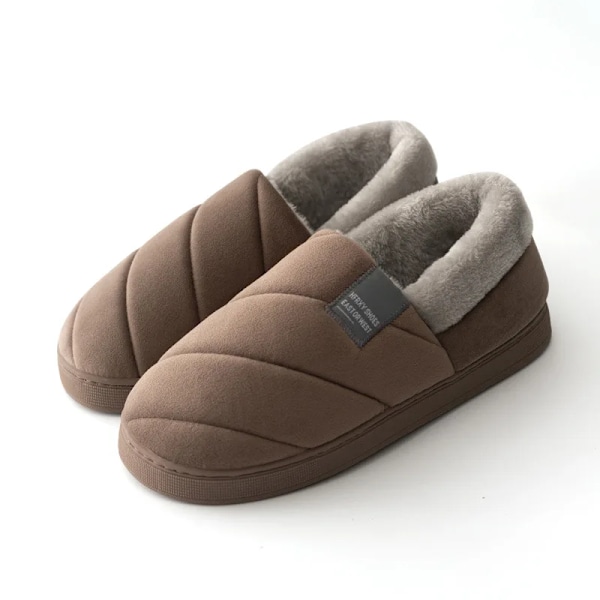 Stora 46/47 Män Vinter Varm Päls Tofflor Par Casual Sovrum Utomhus Tjock Sole Icke-Slipa Slides Mode Sho För Män Dark Gray 38-39