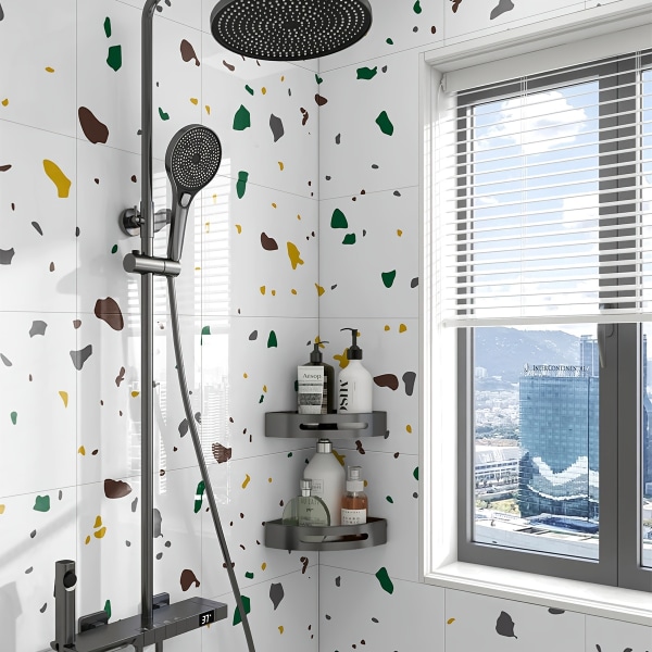 11 st glänsande keramiska plattor, väggdekoration imiterad marmor, självhäftande väggdekor, 1㎡ Multicolored