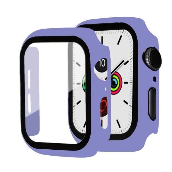 Glas+ cover För Apple Watch Case 44mm 40mm 42mm 38mm stötfångare Skärmskydd för Apple Watch Tillbehör 9 8 7 6 5 4 3 41mm 45mm Lilac 21 Series 7-8-9 45mm
