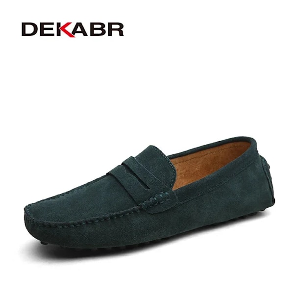 Dekabr Brand Spring Sommar Hot Sell Moccasins Män Loafers Hög Kvalitet Äkta Läder Skor Män Platt Lättviktiga Körskor 01 Mo Green 8.5