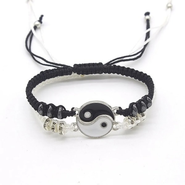 2022 Nya Best Friend Armband för 2 Matchande Yin Yang justerbart sladdarmband för Bff Vänskapsrelation Pojkvän Girlfr Black