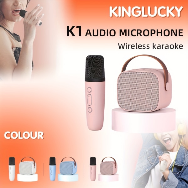 K1 Mini vuxen karaokemaskin med 1 trådlös mikrofon, bärbar trådlös högtalare, flickleksaker Present Födelsedagspresent till tonåringar Julklapp Blue 1mic