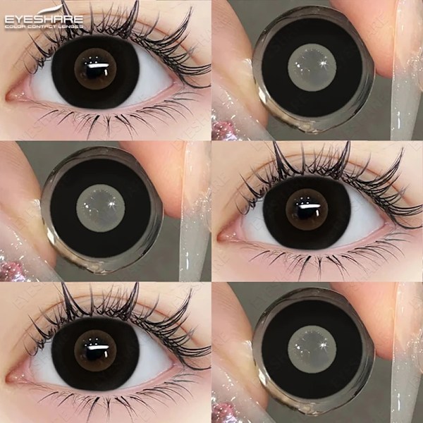 Eyeshare Halloween-väriset piilolinssit silmille Anime Cosplay -värilliset linssit siniset linssit piilolinssit kauneus silmämeikki PURE-BLACK 0