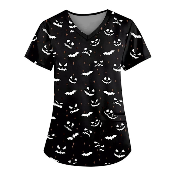 Sommer Halloween V-hals Kortærmet Pleje Medicinske Uniformer Skjorter Unisex Tee Hotel Hospital Læge Operation Scrub T-shirt HS2024XQ1141 S