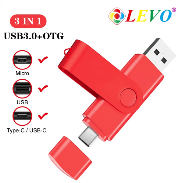 3 i 1 OTG USB minne USB3.0 & Type-C & Micro USB Pen Drive 256GB 128GB 64GB 32GB USB Stick Pendrives PURPLE 64GB
