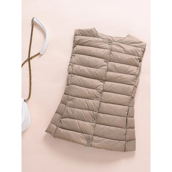 Ultralätt Dunväst för Kvinnor 0-10℃, Nyhet Höst/Vinter 2024, Dam Ankdunväst, Puffer, Fjäderstoppad, Ärmlös, Varma Jackor Black 4XL(108cm bust)