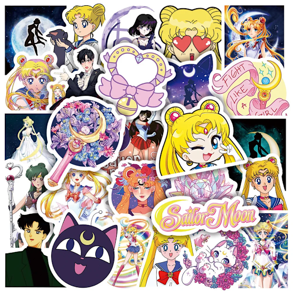 50/100 kpl Sailor Moon Anime -tarroja Kawaii Tytöt Matkatavarat Vesipullo Puhelimen Kuori Vedenpitävä Sarjakuva Tarroja Lapsille Lelut 50PCS Style9