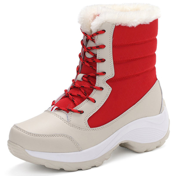 Snow Boots Plus Velvet High-Top Lace-Up Boots Skor för kvinnor red red 37