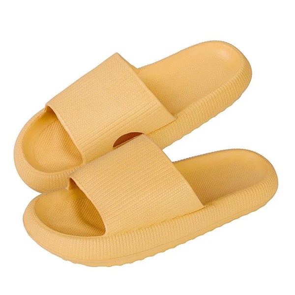 2024 Sommar Tofflor För Män Kvinnor Eva Mjuk Botten Tofflor Inomhus Hus Slides Flat Sandaler Utomhus Strand Skor Man Flip Flops A-Yellow 3.5cm 44-45 (fit 43-44)