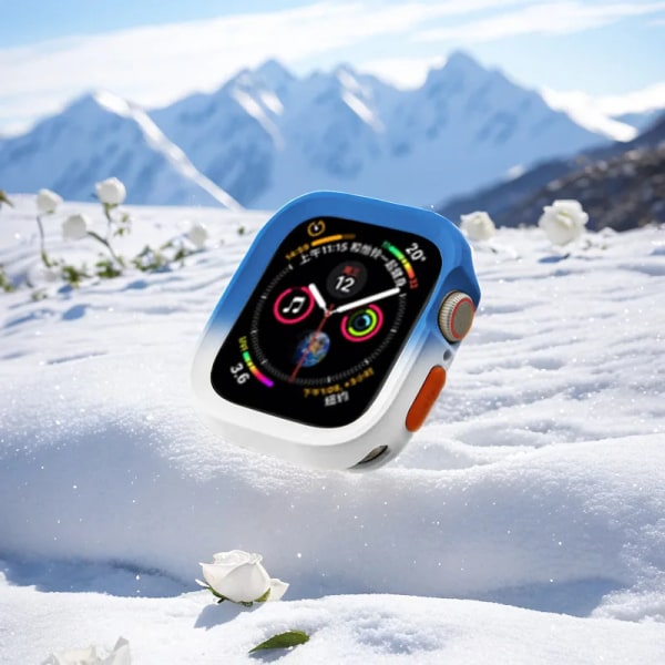 Tvåfärgad mjuk silikon tpu- case för Apple Watch Cover 9 8 7 6 Se 5 4 44 mm 45 mm skydd Iwatch Serie 41 mm 40 mm 49 mm stötfångare A1 45MM