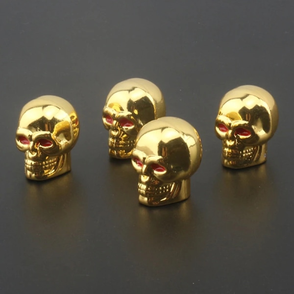 Skull Ventil Caps Abs Bilhjulproppar För Legering Hjul Däckventil Cap Auto Ventil Täckning Nipple Caps För Bilar Motorcyklar Cyker Gold