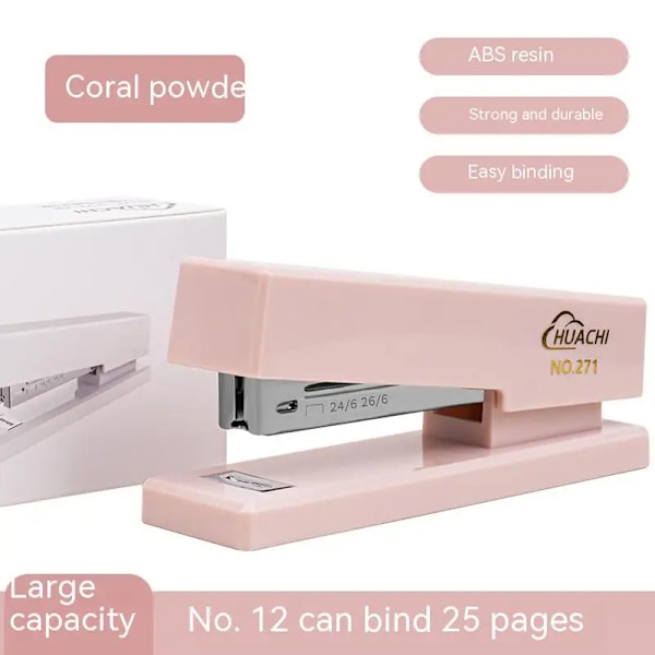 Fashion Stapler Desk Binding Binder Boka Hållbar Papper Stapling Fashion Färger Skola Leveranser Papperskontor Tillbehör Pink